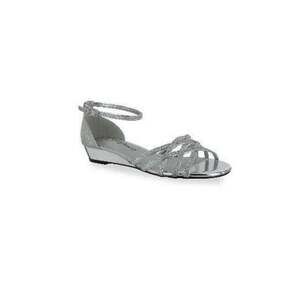 Dance Class Womens Silver Glitter Wedge Sandals Size 8.5 New with Box